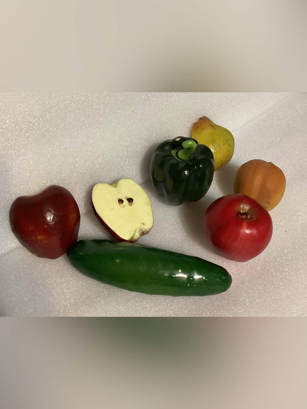 Hard plastic vegetables for display